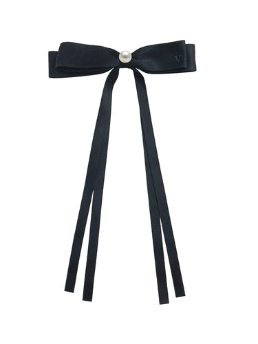 LONGTAIL V BOWS PERL - パール・刺繍付きロングテールボウ・ヘアクリップ