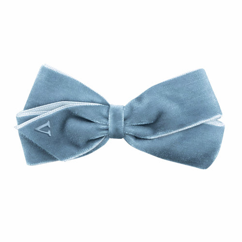 MEDIUM PLAIN HAIR CLIPS ミディアム - 刺繍付きベルベット - アンティーク・ブルー